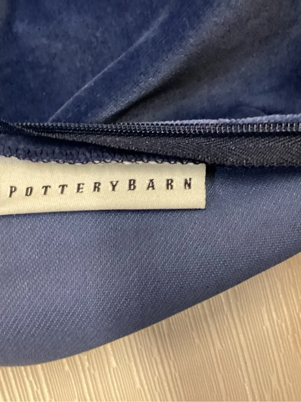 BNWOT Pottery Barn Deep Blue Velvet Pillow Cover with Zipper